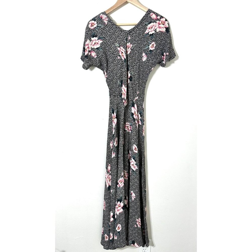 Vtg 90s Starina Bias Cut Maxi Dress Floral Grunge Roses Whimsigoth Charmed Goth - Picture 5 of 14